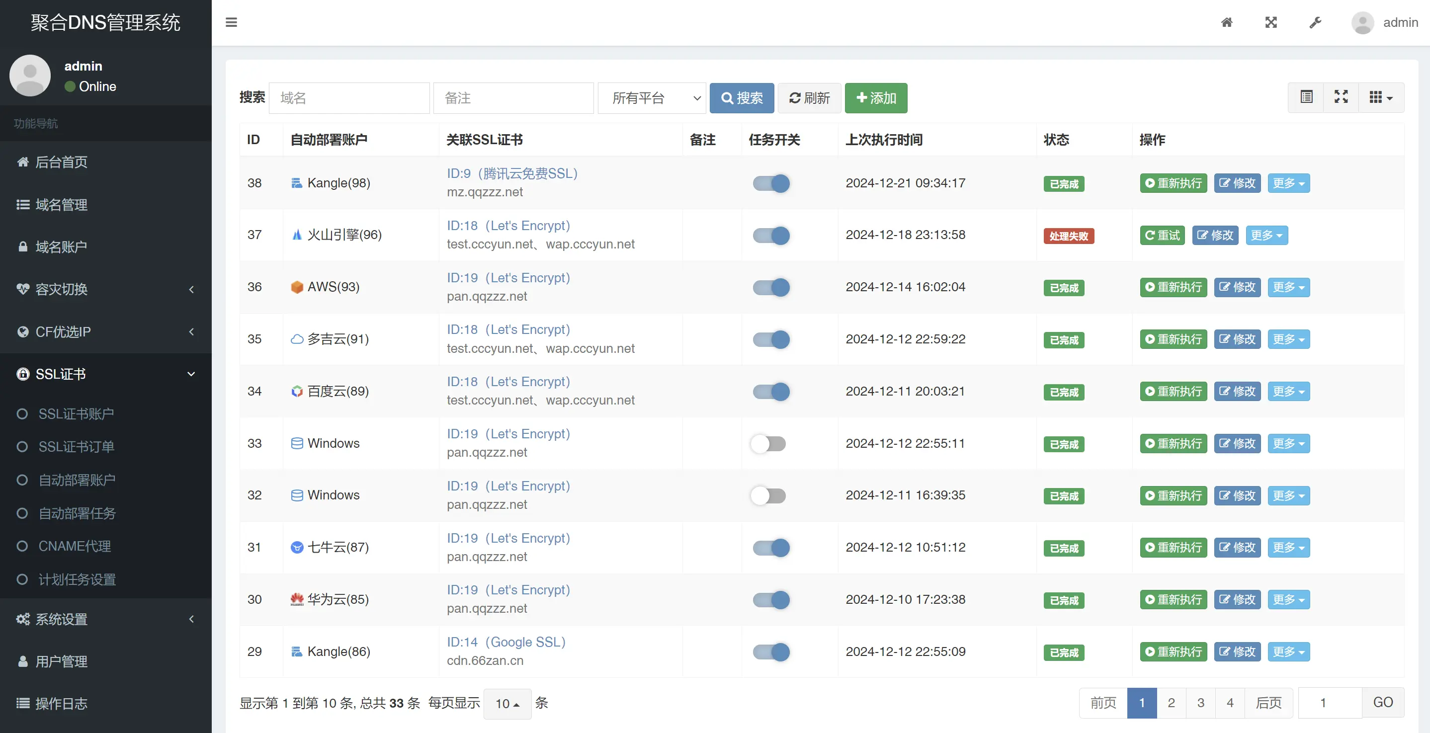 利用彩虹聚合DNS管理系统全自动申请和部署SSL证书